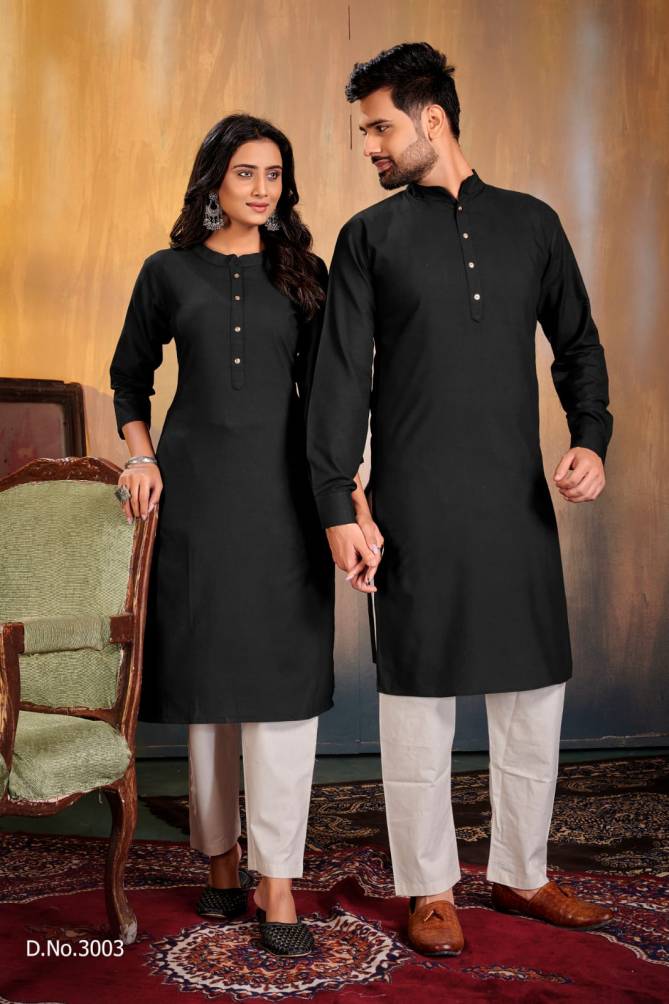 Couple Kurta 3 Ethnic Wear Cotton Designer Couple Kurta With Pant Collection